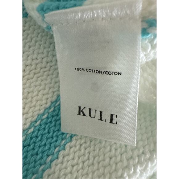 Kule The Gio Tank Top Women's M White/Aqua Scoop Neck Stripe Pullover - Picture 6 of 7